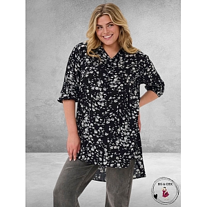 KAFFE CURVE Tuniek/Blouse Sonna Zwart/Wit
